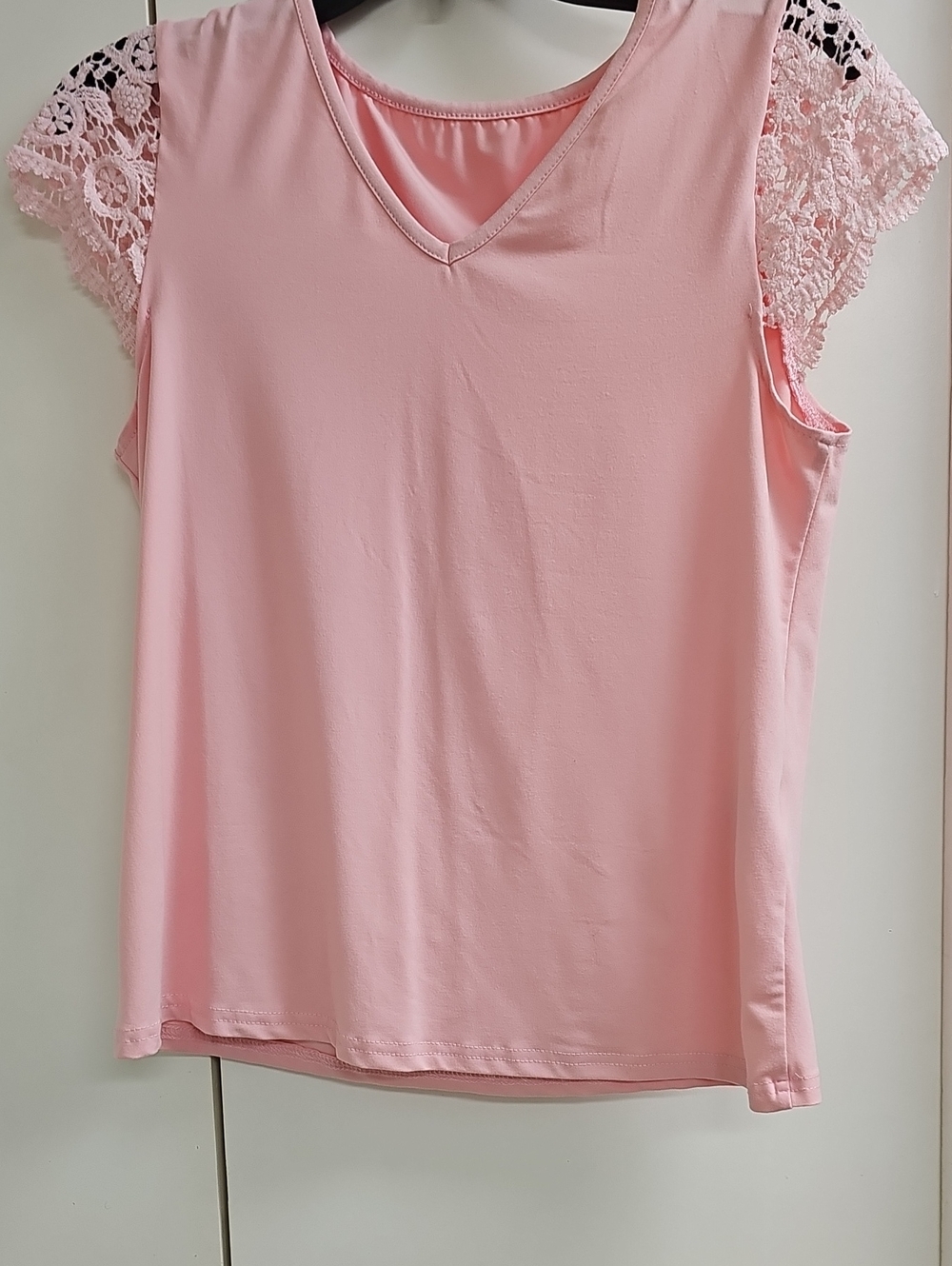 SHEIN Pink Lace Sleeve V-Neck Camisole